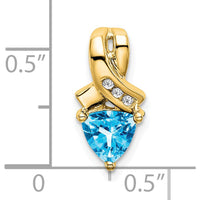 14K Yellow Gold 6mm Trillion Swiss Blue Topaz and Diamond Pendant - 1.1 Carat Total Topaz Weight by Lumare Gioia