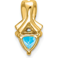 14K Yellow Gold 6mm Trillion Swiss Blue Topaz and Diamond Pendant - 1.1 Carat Total Topaz Weight by Lumare Gioia