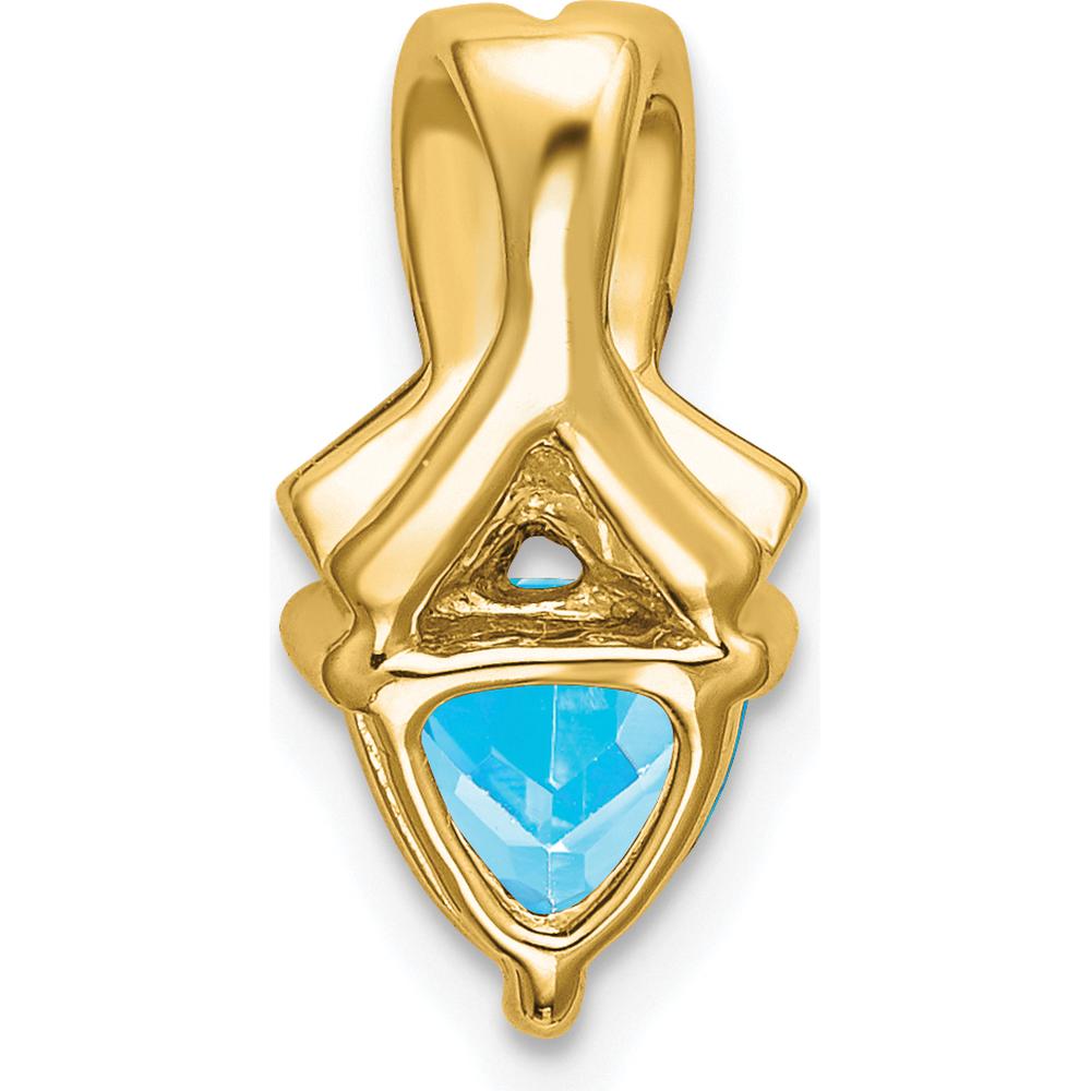 14K Yellow Gold 6mm Trillion Swiss Blue Topaz and Diamond Pendant - 1.1 Carat Total Topaz Weight by Lumare Gioia