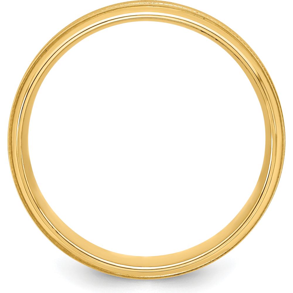 14K Yellow Gold 6mm Wedding Band with Brushed Satin and Polished Milgrain Groove - Comfort Fit by Luciano & Cie