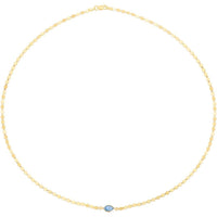 14K Yellow Gold 6x4 Briolette Blue Topaz Mirrored Chain Necklace - 16" by Orozza Fine Jewelry