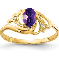 14K Yellow Gold 6x4mm Oval Amethyst and Diamond Ring - 0.42 Carat Total Gemstone Weight by Monteluci Fine Jewelry