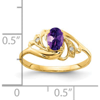 14K Yellow Gold 6x4mm Oval Amethyst and Diamond Ring - 0.42 Carat Total Gemstone Weight by Monteluci Fine Jewelry