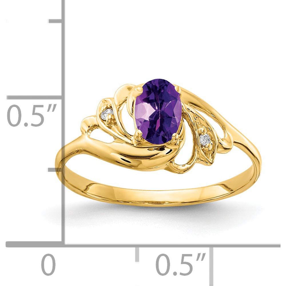 14K Yellow Gold 6x4mm Oval Amethyst and Diamond Ring - 0.42 Carat Total Gemstone Weight by Monteluci Fine Jewelry