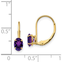 14K Yellow Gold 6x4mm Oval Amethyst Leverback Drop Earrings - 0.42 Carat Total Amethyst Weight by Monteluci Fine Jewelry