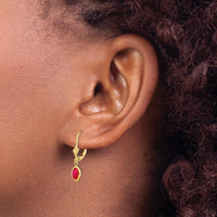 14K Yellow Gold 6x4mm Oval Bezel-Set Ruby Leverback Earrings - 0.63 Carat Total Ruby Weight by Oro Pregiato
