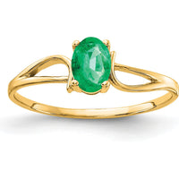 14K Yellow Gold 6x4mm Oval Emerald Ring - 0.42 Carat Natural Emerald by Monteluci Fine Jewelry