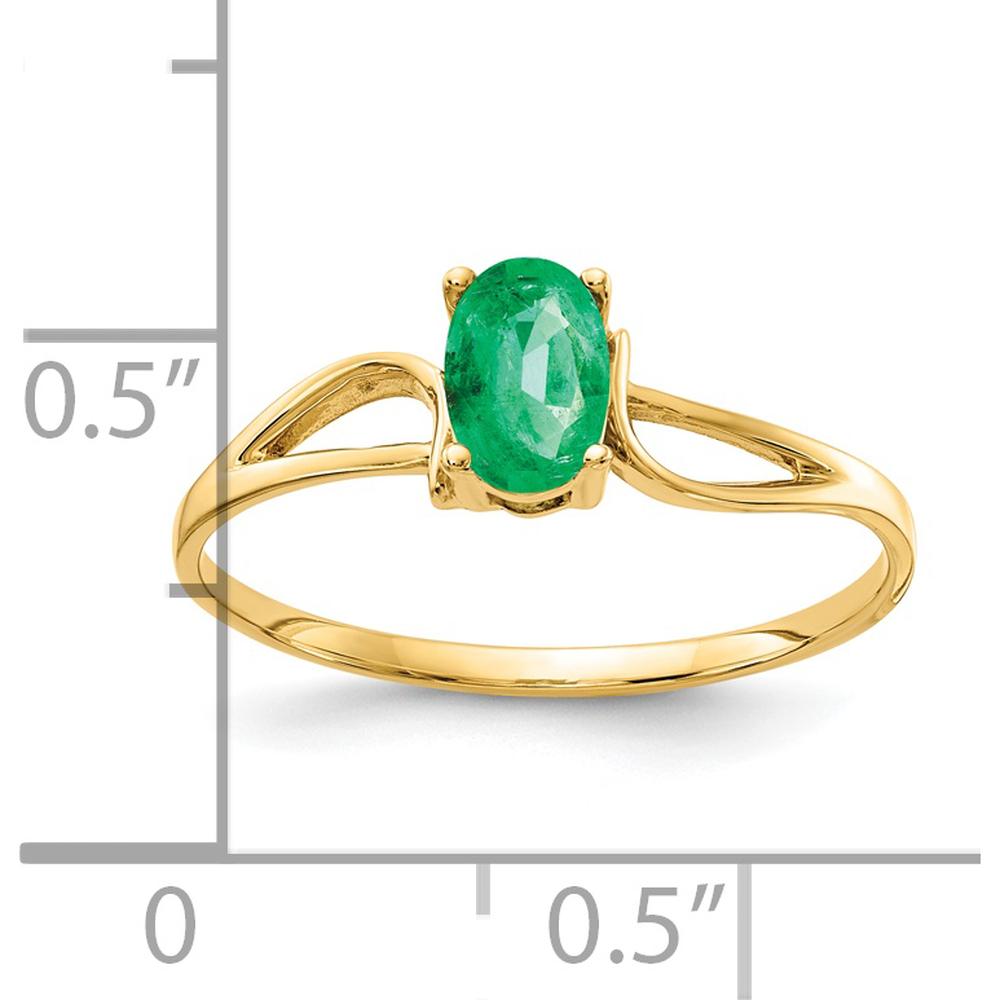 14K Yellow Gold 6x4mm Oval Emerald Ring - 0.42 Carat Natural Emerald by Monteluci Fine Jewelry