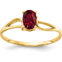 14K Yellow Gold 6x4mm Oval Lab-Created Ruby Ring - 0.6 Carat Total Gem Weight by Monteluci Fine Jewelry