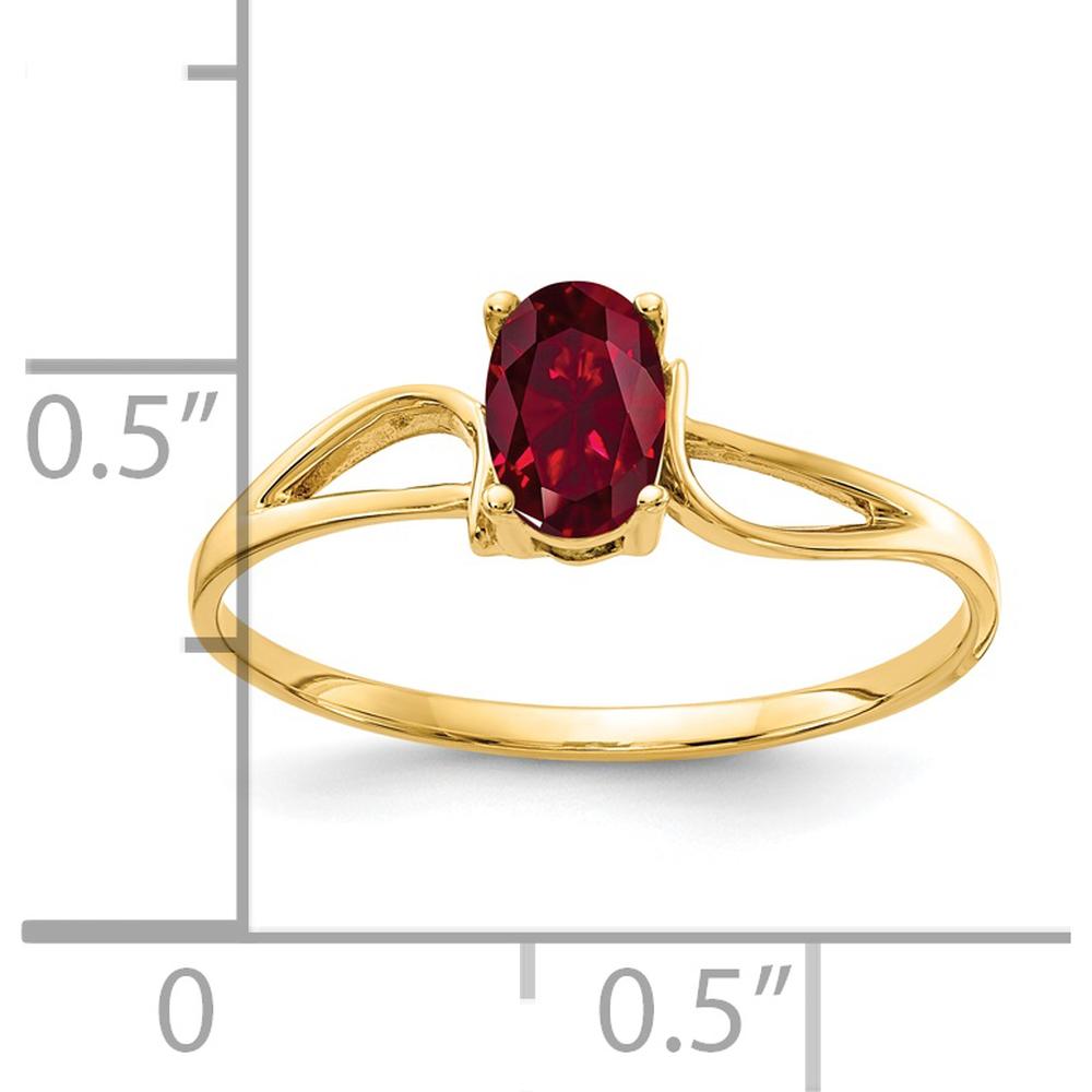 14K Yellow Gold 6x4mm Oval Lab-Created Ruby Ring - 0.6 Carat Total Gem Weight by Monteluci Fine Jewelry