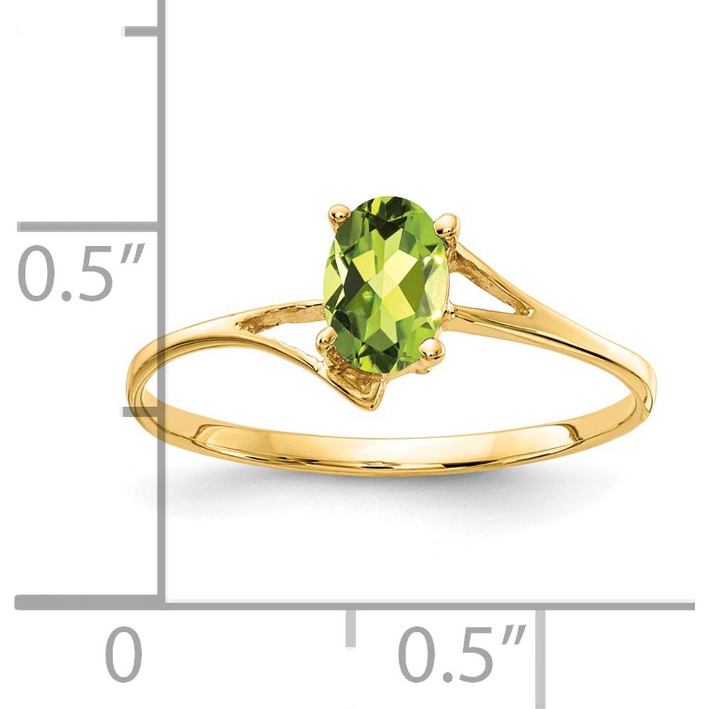 14K Yellow Gold 6x4mm Oval Peridot Ring - 0.450 Carat Total Peridot Weight by Monteluci Fine Jewelry