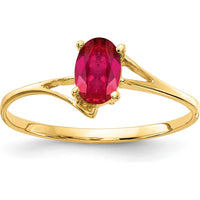 14K Yellow Gold 6x4mm Oval Ruby Ring - 0.6 Carat Ruby by Monteluci Fine Jewelry
