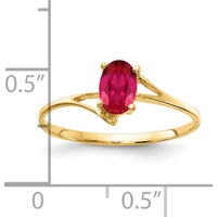 14K Yellow Gold 6x4mm Oval Ruby Ring - 0.6 Carat Ruby by Monteluci Fine Jewelry