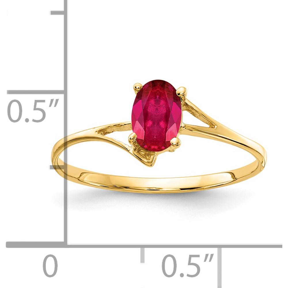 14K Yellow Gold 6x4mm Oval Ruby Ring - 0.6 Carat Ruby by Monteluci Fine Jewelry