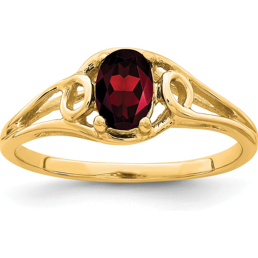 14K Yellow Gold 6x4mm Oval Ruby Ring with Prong Setting by Oro Pregiato