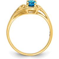 14K Yellow Gold 6x4mm Oval Swiss Blue Topaz Ring - 0.55 Carat Natural Gemstone in Split-Shank Design by Monteluci Fine Jewelry