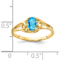 14K Yellow Gold 6x4mm Oval Swiss Blue Topaz Ring - 0.55 Carat Natural Gemstone in Split-Shank Design by Monteluci Fine Jewelry