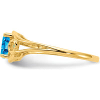 14K Yellow Gold 6x4mm Oval Swiss Blue Topaz Ring - 0.55 Carat Natural Gemstone in Split-Shank Design by Monteluci Fine Jewelry