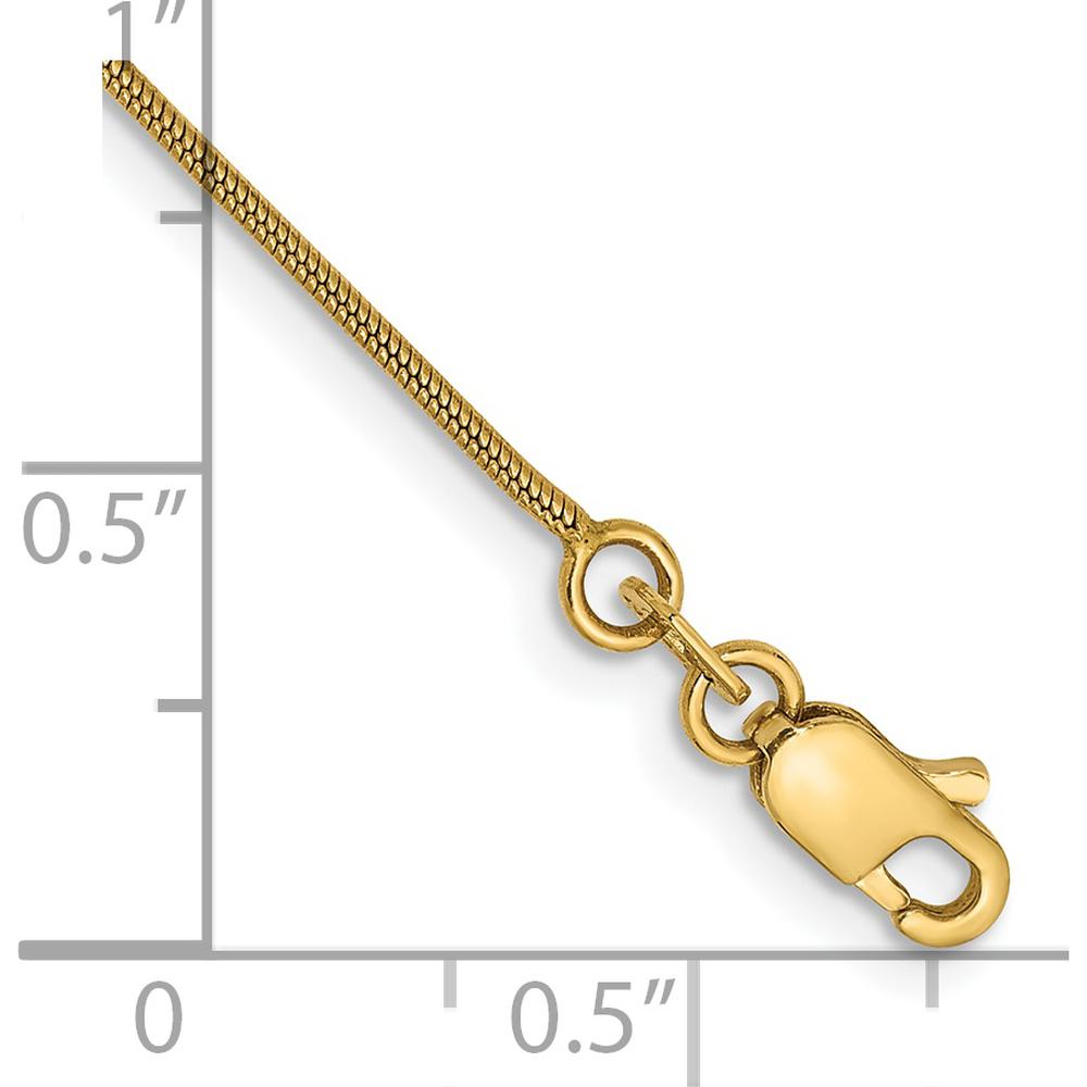 14K Yellow Gold 7" 0.9mm Round Snake Chain Bracelet with Lobster Clasp by 0