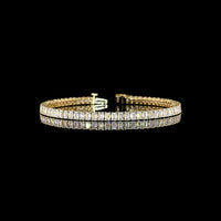 14K Yellow Gold 7.02 Carat Tennis Bracelet with Prong Set Emerald Cut Lab Diamonds (E-F Color, VS Clarity) - 70 Stones - Covaloro Fine Jewelry