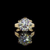 14K Yellow Gold 7.03 Carat Round Brilliant Cut Lab Diamond Solitaire Ring with E-F Color and VVS2 Clarity - IGI Certified - Covaloro Fine Jewelry