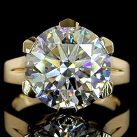 14K Yellow Gold 7.03 Carat Round Brilliant Cut Lab Diamond Solitaire Ring with E-F Color and VVS2 Clarity - IGI Certified - Covaloro Fine Jewelry