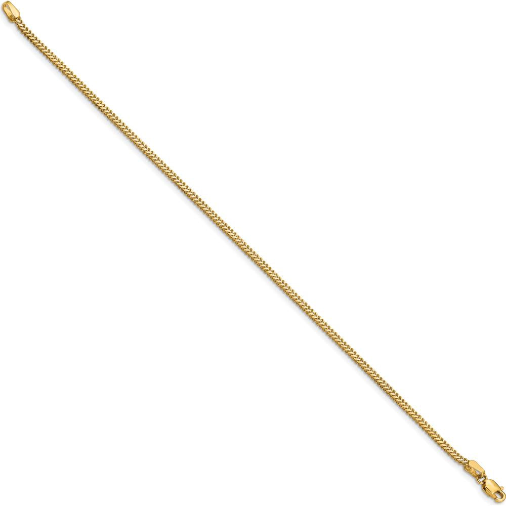 14K Yellow Gold 7" 1.4mm Franco Chain Bracelet with Lobster Clasp by Oro Pregiato