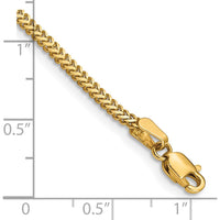 14K Yellow Gold 7" 1.4mm Franco Chain Bracelet with Lobster Clasp by Oro Pregiato