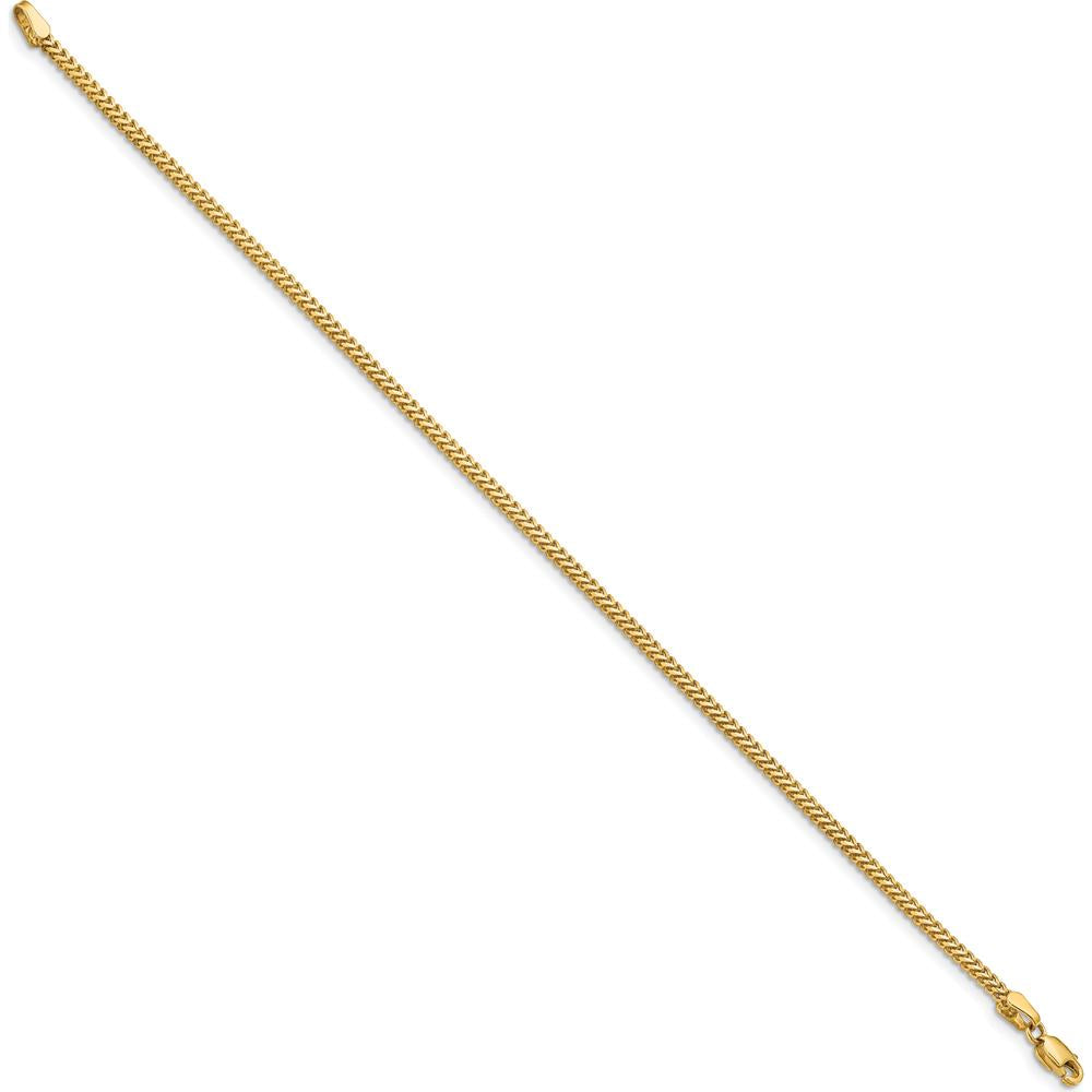 14K Yellow Gold 7" 1.5mm Franco Chain Bracelet with Lobster Clasp by Oro Pregiato