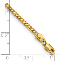14K Yellow Gold 7" 1.5mm Franco Chain Bracelet with Lobster Clasp by Oro Pregiato