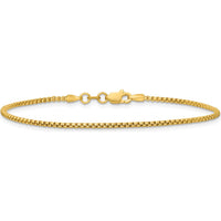 14K Yellow Gold 7" 1.5mm Semi-Solid Box Chain Bracelet with Lobster Clasp by Oro Pregiato