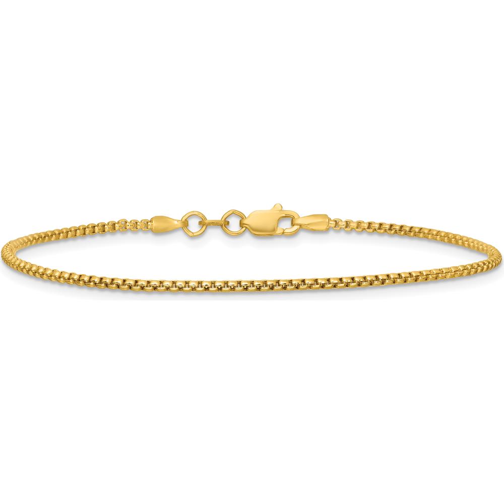 14K Yellow Gold 7" 1.5mm Semi-Solid Box Chain Bracelet with Lobster Clasp by Oro Pregiato