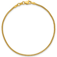 14K Yellow Gold 7" 1.5mm Semi-Solid Box Chain Bracelet with Lobster Clasp by Oro Pregiato