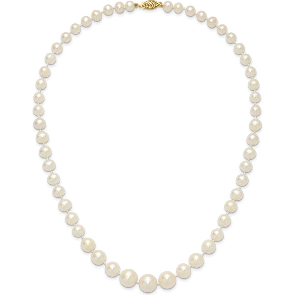 14K Yellow Gold 7-11mm Graduated Freshwater Cultured Pearl Necklace - 18" Length by Monteluci Fine Jewelry