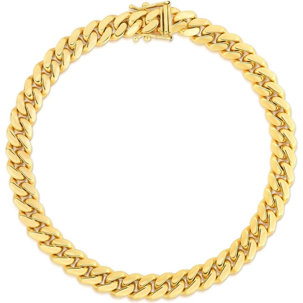 14K Yellow Gold 7.1mm Classic Miami Cuban Chain Necklace with Box Lock - 20" by Orozza Fine Jewelry