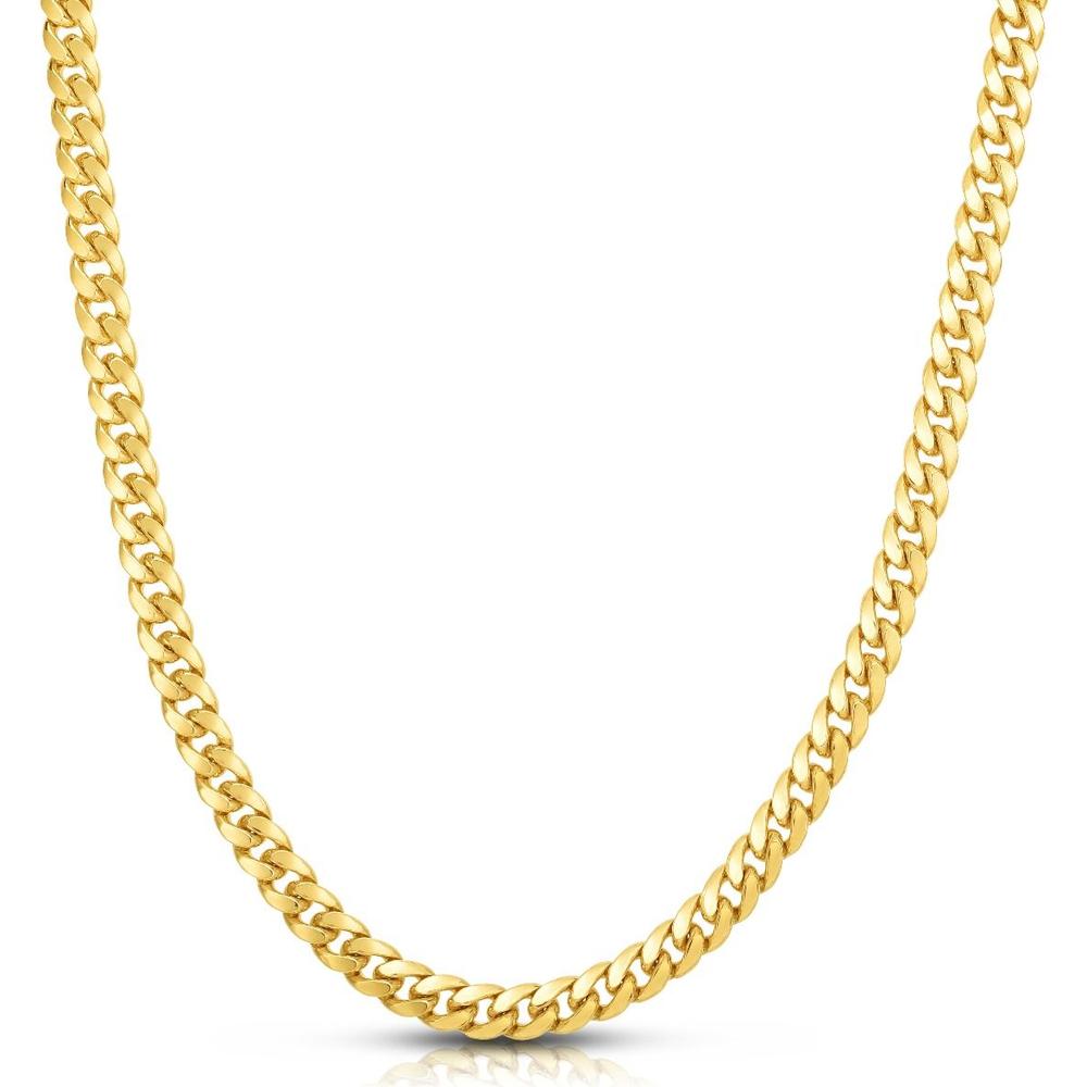 14K Yellow Gold 7.1mm Classic Miami Cuban Chain Necklace with Box Lock - 20" by Orozza Fine Jewelry