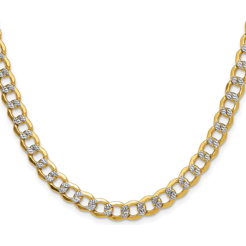 14K Yellow Gold 7.1mm Pavé Curb Chain Necklace - 16" by Oro Pregiato