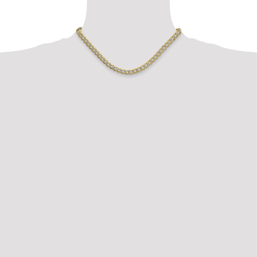 14K Yellow Gold 7.1mm Pavé Curb Chain Necklace - 16" by Oro Pregiato