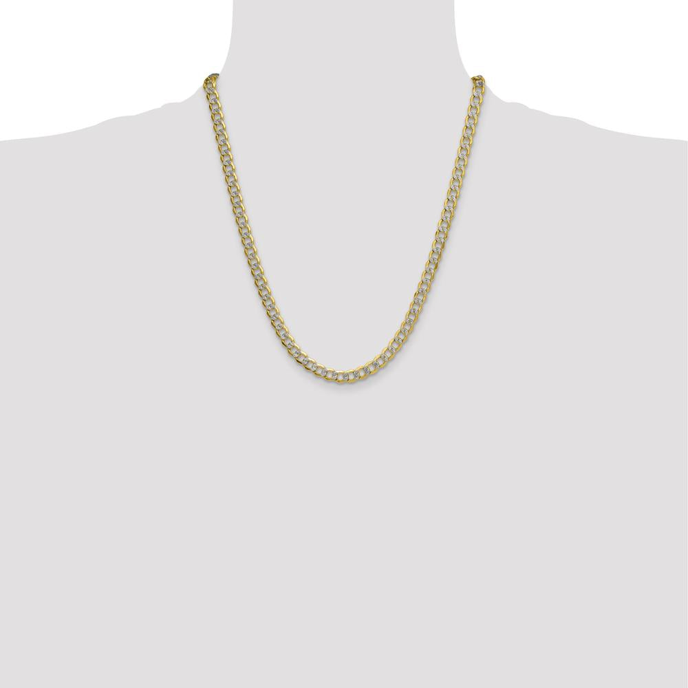 14K Yellow Gold 7.1mm Semi-Solid Curb Chain Necklace - 22 inches by Oro Pregiato