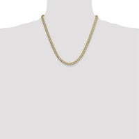 14K Yellow Gold 7.1mm Semi-Solid Curb Chain with Rhodium Pavé Accents - 20" by Oro Pregiato
