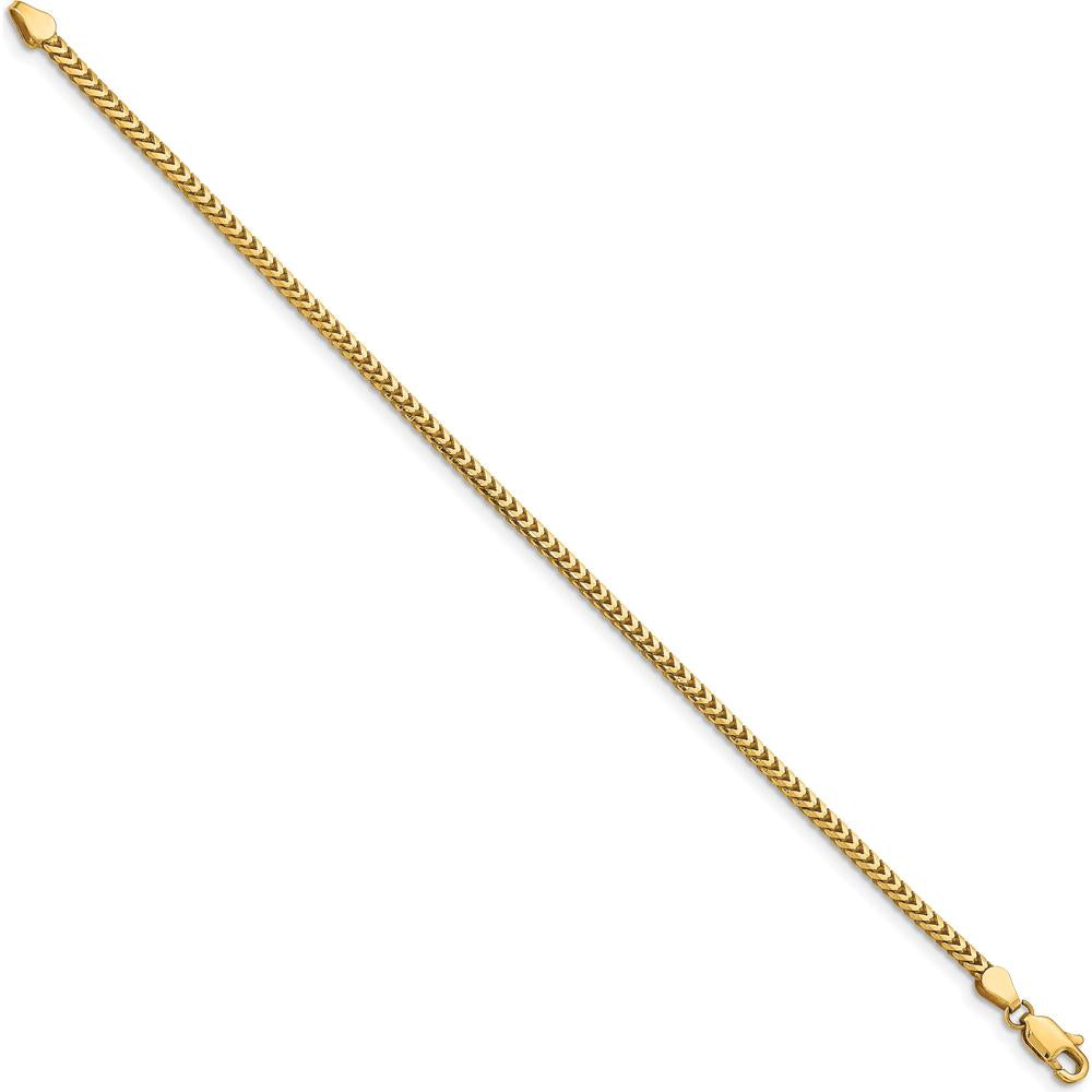 14K Yellow Gold 7" 2.5mm Franco Chain Bracelet with Lobster Clasp by Oro Pregiato