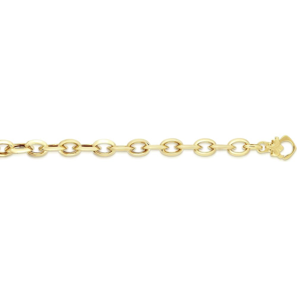 14K Yellow Gold 7.25" Alternating Small & Medium Heritage Link Bracelet by Orozza Fine Jewelry