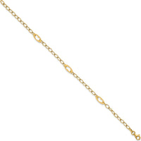14K Yellow Gold 7.25" Cable Link Bracelet with Polished Cut-Out Heart Motifs by 0