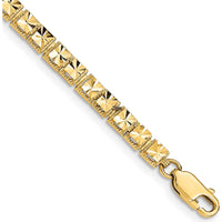 14K Yellow Gold 7.25" Fancy Link Bracelet with Diamond-Cut Squares by Oro Pregiato