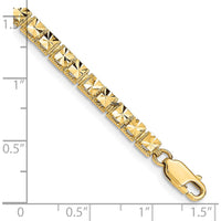 14K Yellow Gold 7.25" Fancy Link Bracelet with Diamond-Cut Squares by Oro Pregiato