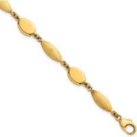 14K Yellow Gold 7.25" Fancy Oval and Marquise Link Bracelet with Polished and Brushed Finish - 7.5mm Width by 0
