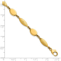14K Yellow Gold 7.25" Fancy Oval and Marquise Link Bracelet with Polished and Brushed Finish - 7.5mm Width by 0