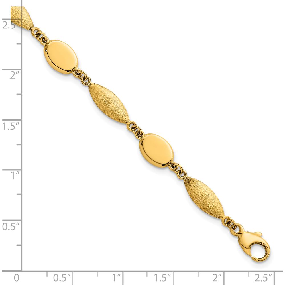 14K Yellow Gold 7.25" Fancy Oval and Marquise Link Bracelet with Polished and Brushed Finish - 7.5mm Width by 0