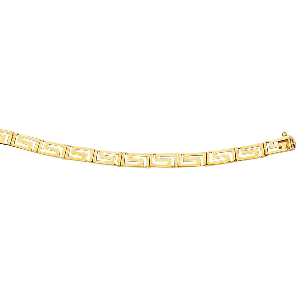 14K Yellow Gold 7.25" Greek Key Bracelet with Polished Finish and Secure Box Clasp by Orozza Fine Jewelry