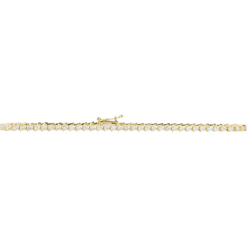 14K Yellow Gold 7.25-Inch Diamond Tennis Bracelet with Four-Prong Set Round Diamonds - 1.50 Carat Total Diamond Weight